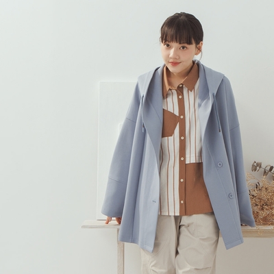 【MOSS CLUB】太空棉無重力連帽長袖外套 藍 灰