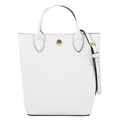LONGCHAMP ÉPURE系列牛皮壓印手提/斜背兩用包(迷你/白)