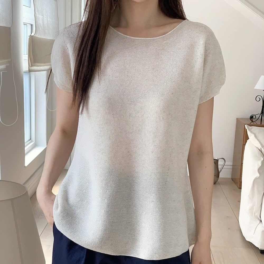 正韓女上衣 亞麻維瓦切短袖針織衫SOM1130-創翊韓都