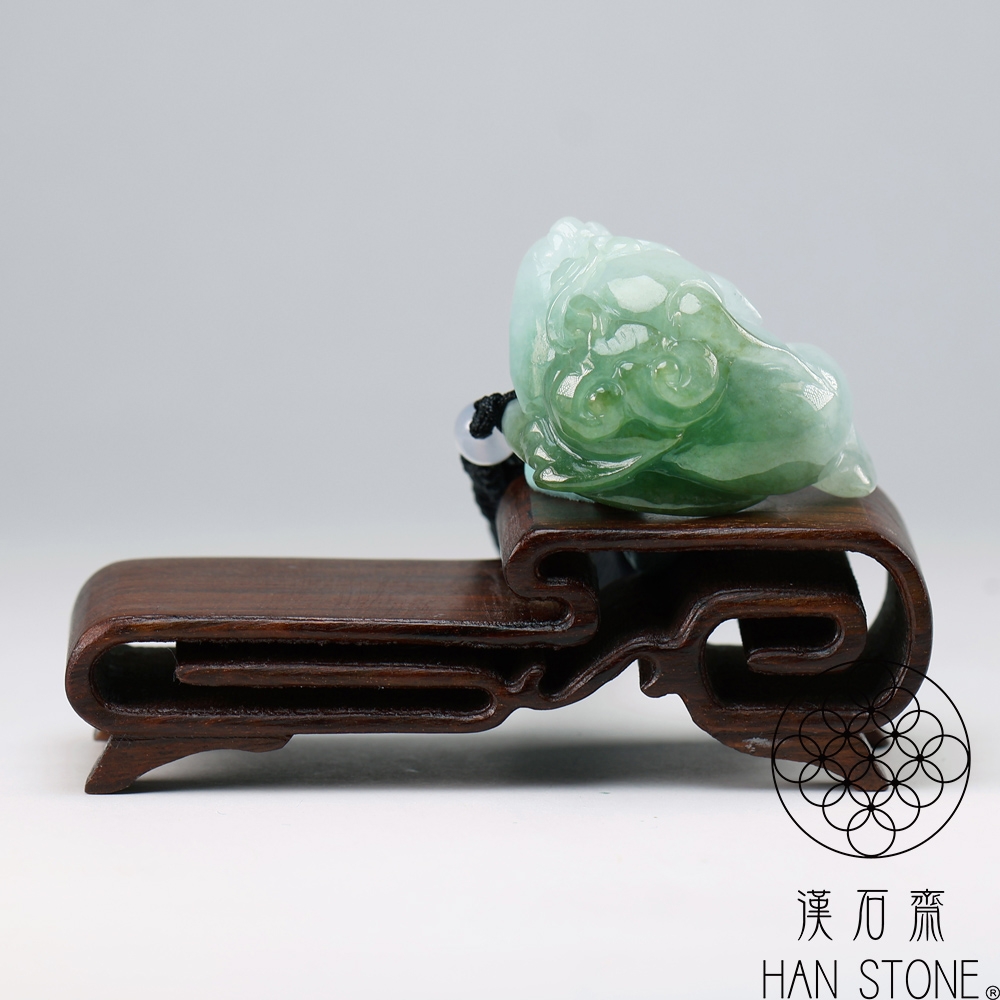 漢石齋】天然翡翠A貨三腳金蟾玉珮吊墜冰糯種飄花(29*35*21mm) | 漢石齋