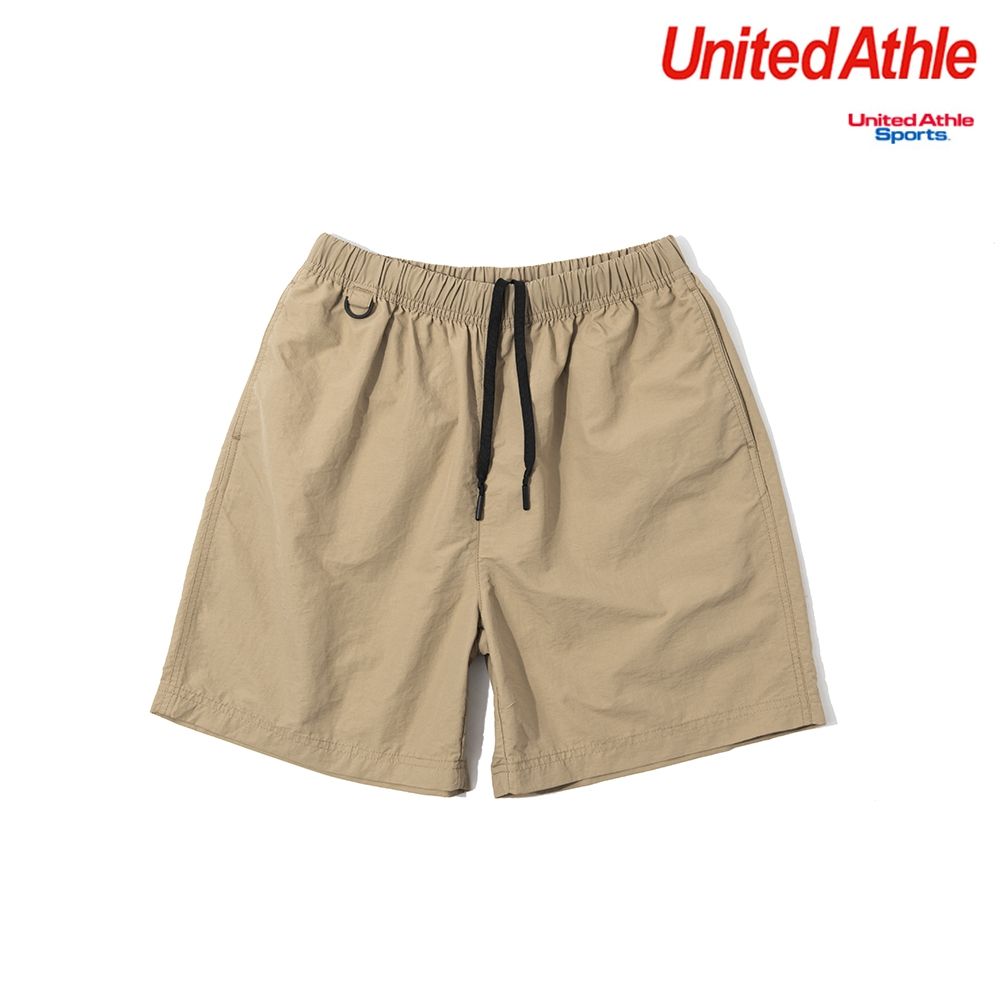 日本授權 United Athle 1880-01 機能抽繩尼龍 拉鍊短褲 (卡其)