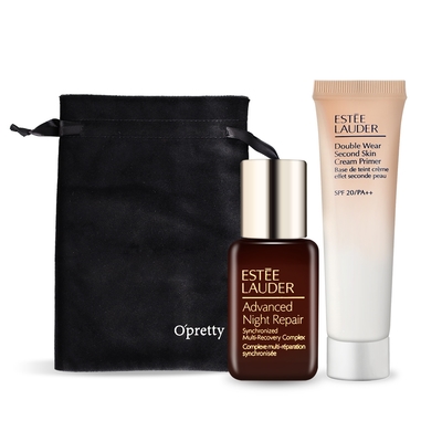 ESTEE LAUDER 雅詩蘭黛 粉持久天生美肌乖乖乳15ml+特潤超導全方位修護露15ml旅行袋組