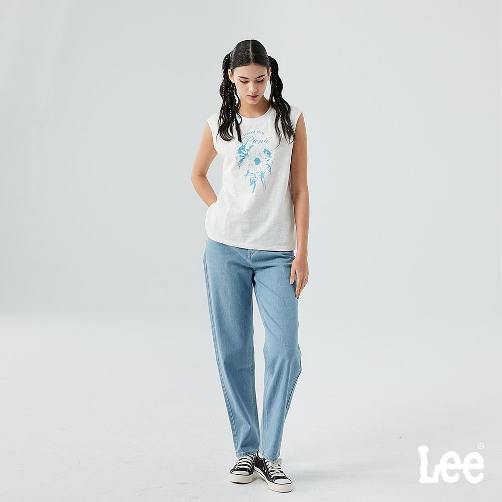 Lee 女款 429 標準修身中腰直筒牛仔褲 淺藍洗水