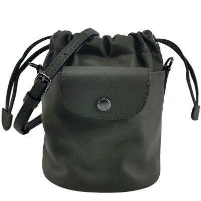 LONGCHAMP LE PLIAGE XTRA系列牛皮斜背水桶包(迷你/冷杉綠)