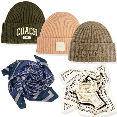 【時時樂限定】COACH 保暖毛帽/方巾/絲巾(多款供選)