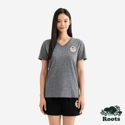 Roots女裝- TAIWAN DAY PATCH 短袖上衣-灰色
