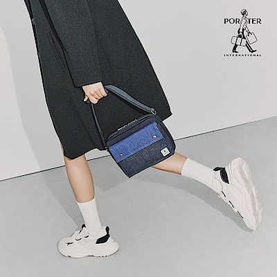 PORTER INTERNATIONAL - 牛仔拼接PATCH WORK斜背包 - 藍