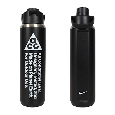 NIKE ACG大口徑保冷瓶24OZ-單車 自行車 登山 運動水壺 700ML N100989709324 黑白銀