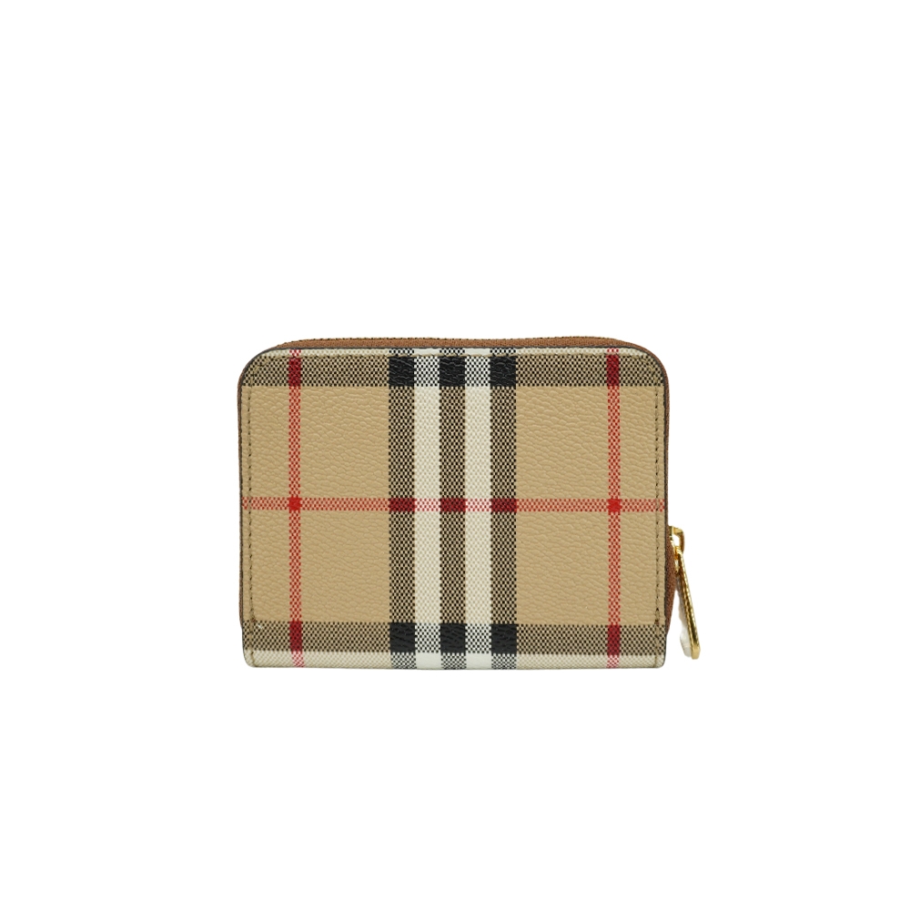BURBERRY 巴寶莉  Vintage Check 帆布格紋拉鍊零錢包(8070600-米)