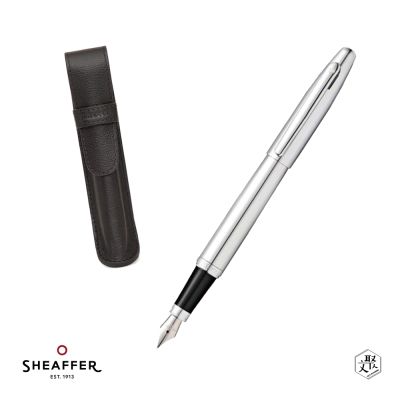 【SHEAFFER】VFM系列亮鉻鋼筆-M尖+皮革筆袋禮盒 免費刻字(原廠正貨)