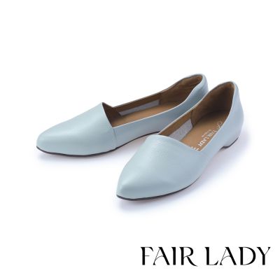 FAIR LADY 小時光 質感荔紋真皮內增高平底鞋 水潤藍 (501285)