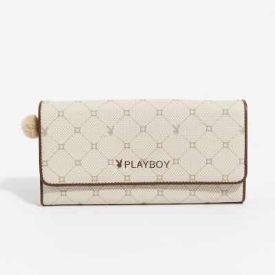 PLAYBOY - 翻蓋長夾  Bunny Lattice系列 - 咖啡色