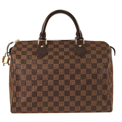 LOUIS VUITTON路易威登 LV N41364 經典Damier棋盤格SPEEDY 30手提波士頓包(咖啡)