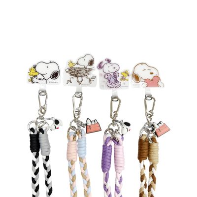 SNOOPY史努比 三色交叉編織手機夾片掛繩組