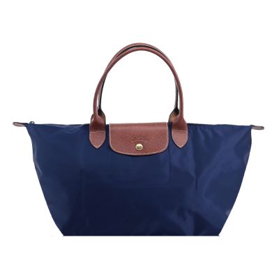 LONGCHAMP LE PLIAGE系列再生尼龍寬版摺疊肩背/手提水餃包(大/海軍藍)