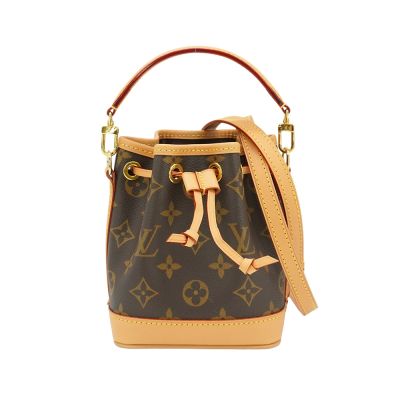 LOUIS VUITTON路易威登 Louis Vuitton LV路易威登 展示品 Nano Noe 帆布斜背迷你二用水桶包(M81266-咖)