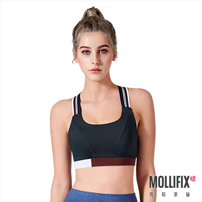 Mollifix 瑪莉菲絲 MoveFree 學院風Y背運動BRA (藏青)、瑜珈服、無鋼圈、開運內衣