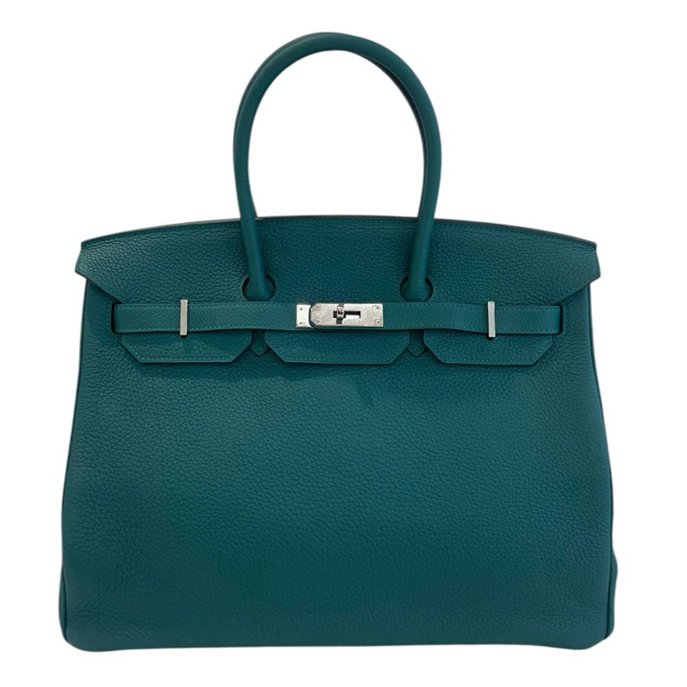 二手品 HERMES TOGO BIRKIN35 銀釦  綠色
