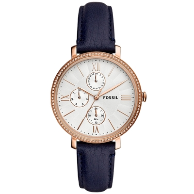 FOSSIL 代言人廣告款 Jacqueline 日曆晶鑽女錶 ES5096