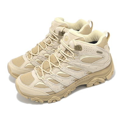 Merrell 登山鞋 Moab 3 Mid WP 男鞋 米白 卡其 防潑水 中筒 黃金大底 山系 戶外鞋 ML038193