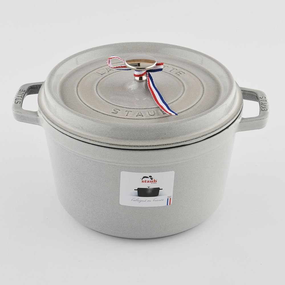 Staub 高深圓形鑄鐵鍋24cm 4.7L 松露白法國製湯鍋燉鍋(電磁爐IH爐可用
