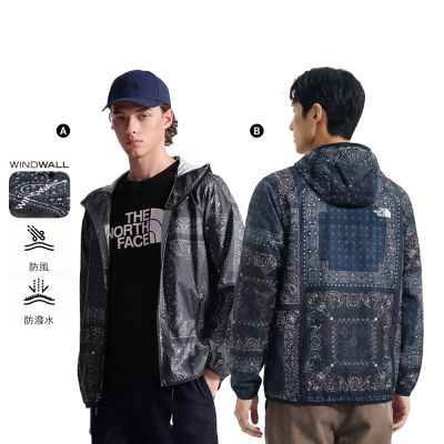 【The North Face】線上獨家｜男款WINDWALL防潑水腰果花圖騰機能連帽外套(兩款任選)