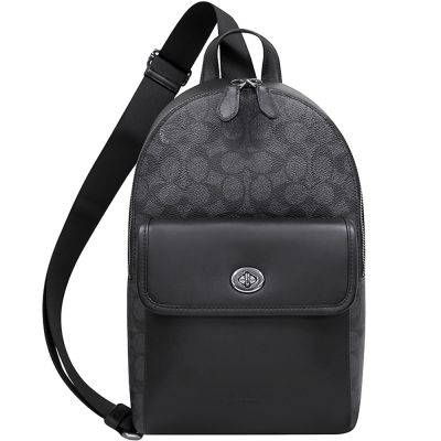 COACH 黑色大C PVC單肩/斜跨兩用包-大型