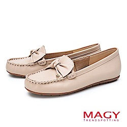 真皮蝴蝶結平底莫卡辛鞋