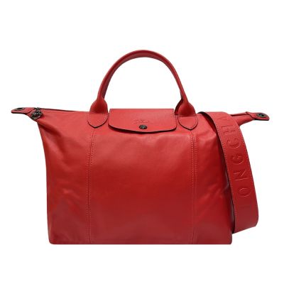 【LONGCHAMP】L1512757P56D 經典摺疊手把羊皮水餃包 (紅色)