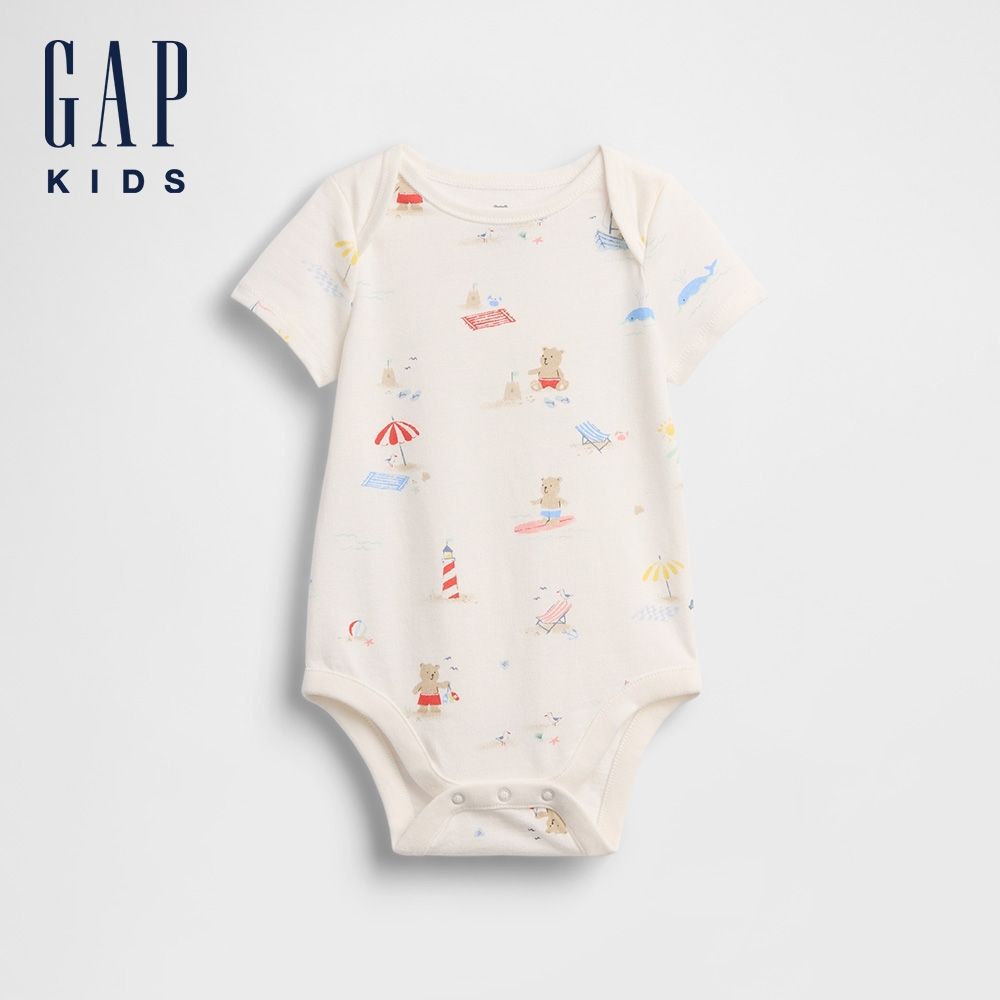 【GAP】嬰兒 First Favorites 有機棉包屁衣-海灘圖樣(898582) (海灘圖樣)