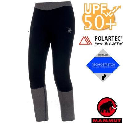 【MAMMUT 長毛象】女 Polartec Power Stretch 頂級超彈性透氣快乾保暖貼身長褲(衛生褲).緊身褲 1022-00220-00205 黑