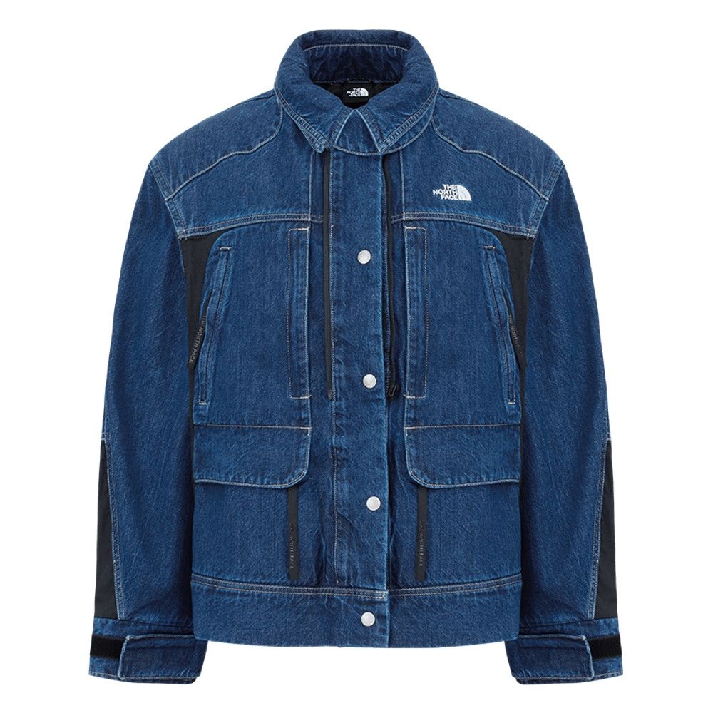 The North Face 官方旗艦北面UE女款藍色純棉多口袋設計丹寧輕量風衣
