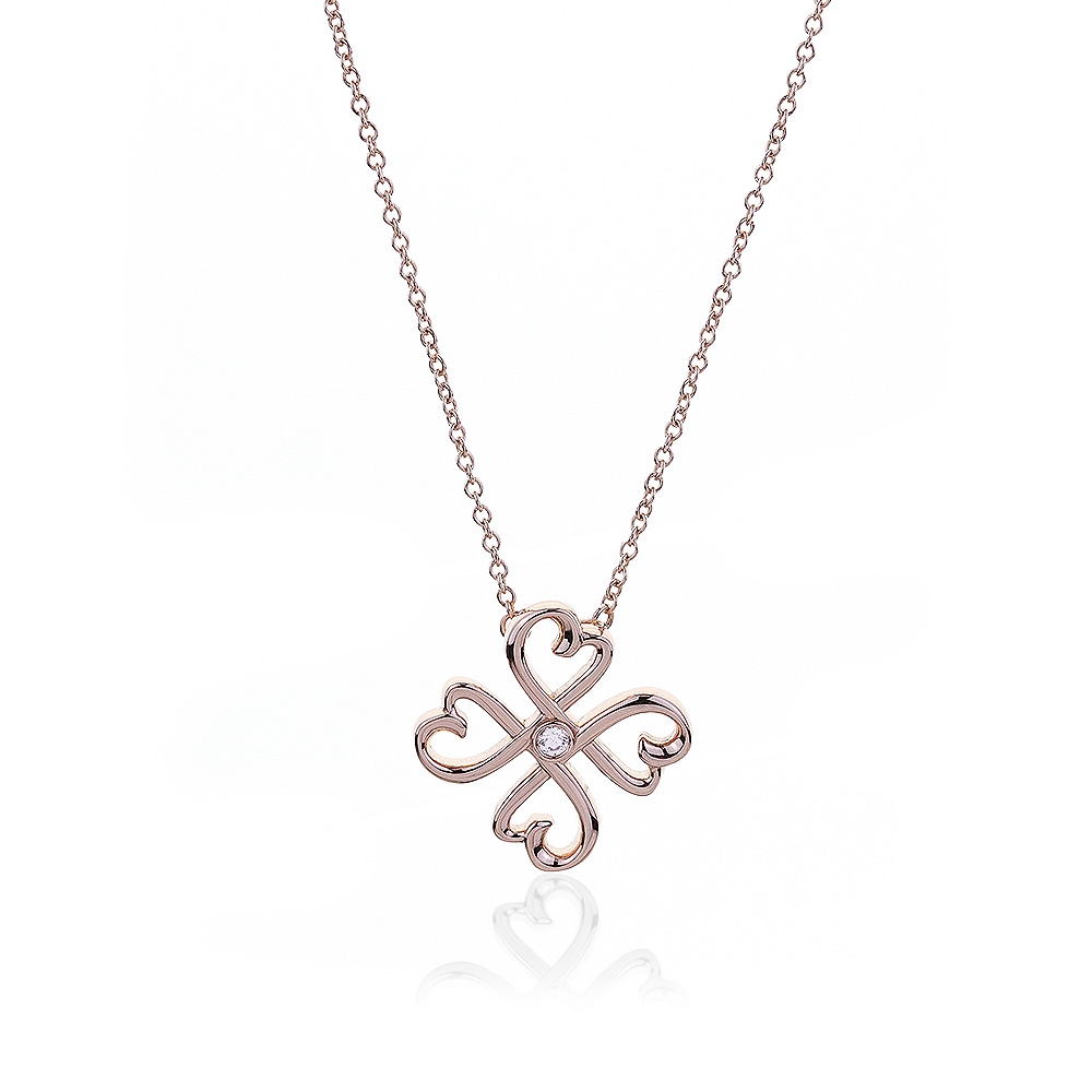 Tiffany&Co. 蒂芙尼 Loving Heart 愛情幸運心鑲鑽石18K玫瑰金項鍊