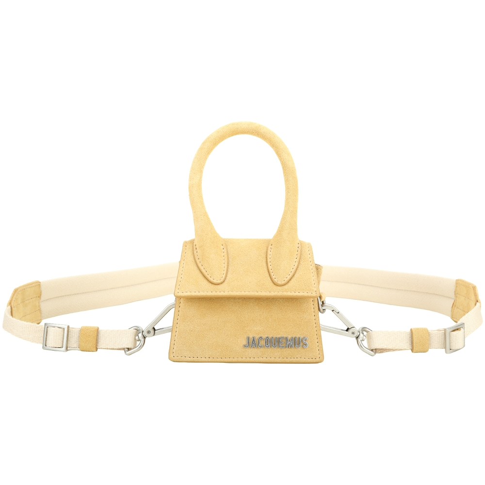 JACQUEMUS Le Chiquito Homme 織紋背帶麂皮迷你手提/斜背包(淺褐色)