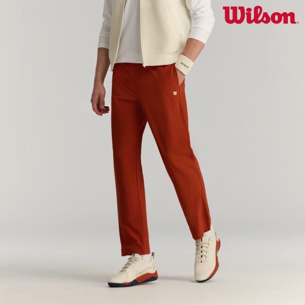 【Wilson威爾森】Depth Shot Track Pant 男款 服飾 長褲 沙色/辣紅色 (辣紅色)