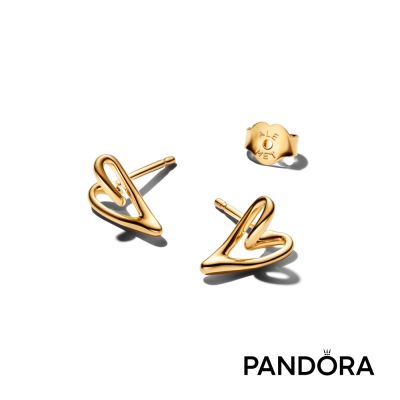 【Pandora官方直營】自然線條小愛心針式耳環