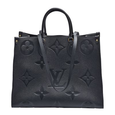 LOUIS VUITTON路易威登 LV M44925經典ONTHEGO GM Empreinte牛皮手提/肩背購物包(黑)