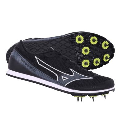 MIZUNO 男女田徑釘鞋-中長距離-3E X FIRST 3 WIDE-寬楦 U1GA258102 黑灰銀