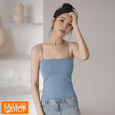EASY SHOP-Banana Pie-BRA TOP平口長版爆乳涼感背心-矢車菊藍