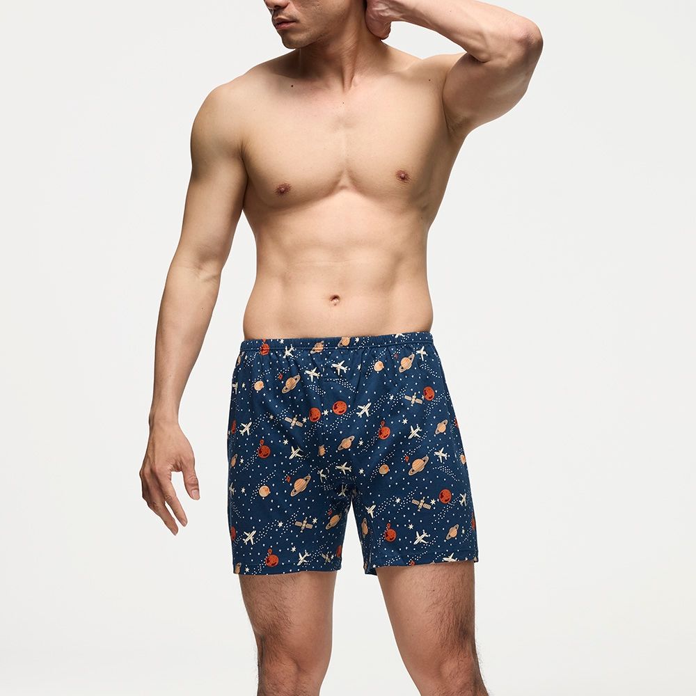 Mr.DADADO-星際旅遊 M-3L印花四角男內褲(深藍色)GHQ623DB
