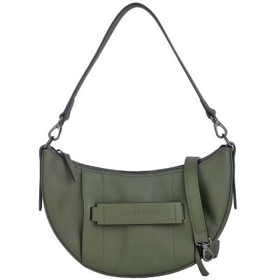Longchamp 3D 綠色牛皮半月斜背/肩背包
