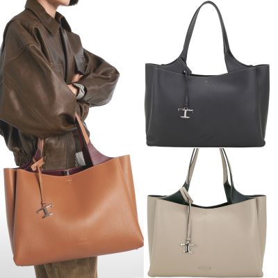 TOD S APA 中型 T字吊飾荔紋牛皮肩背托特包-多色可選