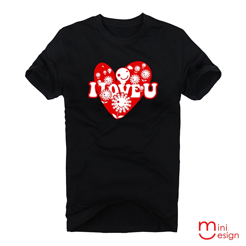 I LOVE U愛花田潮流設計短T 三色-Minidesign (黑色)