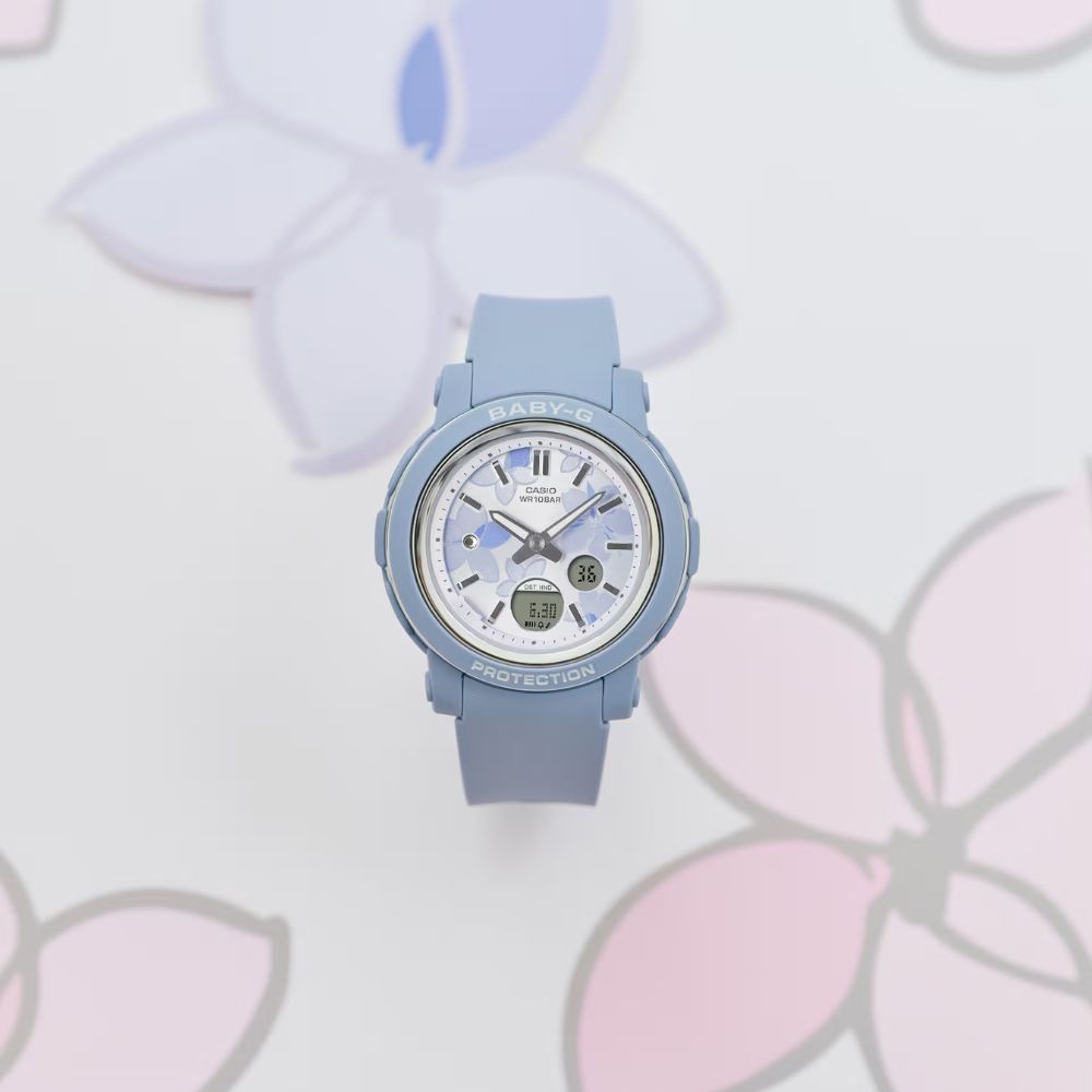 CASIO 卡西歐 BABY-G 精緻花卉 華麗氣息 水藍色 BGA-290FL-2A_41.5mm