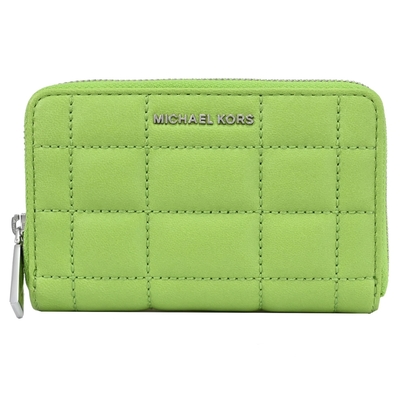 MICHAEL KORS JET SET 浮雕LOGO拉鍊零錢包(草綠)