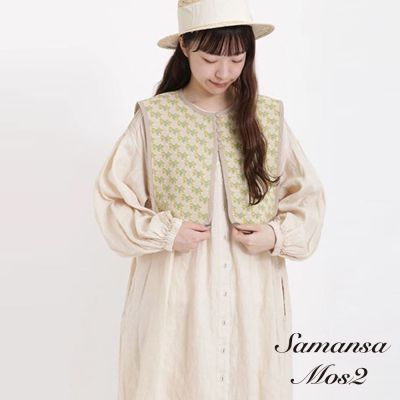 Samansa Mos2 復古碎花圖案短版背心外套
