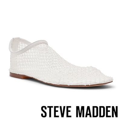 STEVE MADDEN-珍珠網格套穿平底鞋 MINO-P-白色