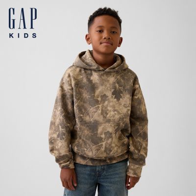 【GAP】兒童VintageSoft寬鬆版帽T-淺色迷彩(915485)