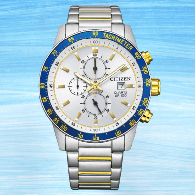 CITIZEN星辰錶 CHRONOGRAPH AN3686-53A 碼錶計時都會時尚不鏽鋼腕錶 白麵 44mm