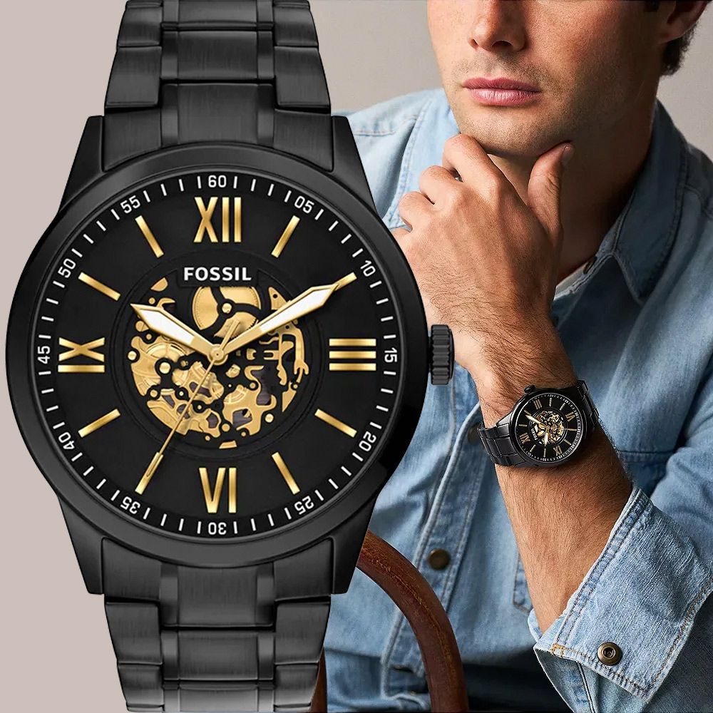 FOSSIL Flynn 時尚假鏤空設計大三針手錶 七夕浪漫購 送禮首選-48mm BQM7130